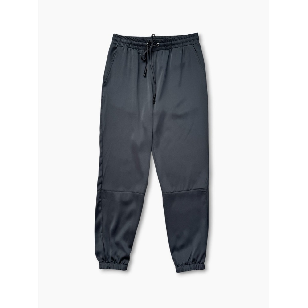 Socialite Black Satin Joggers XS Drawstring Mid Rise Casual Minimalist